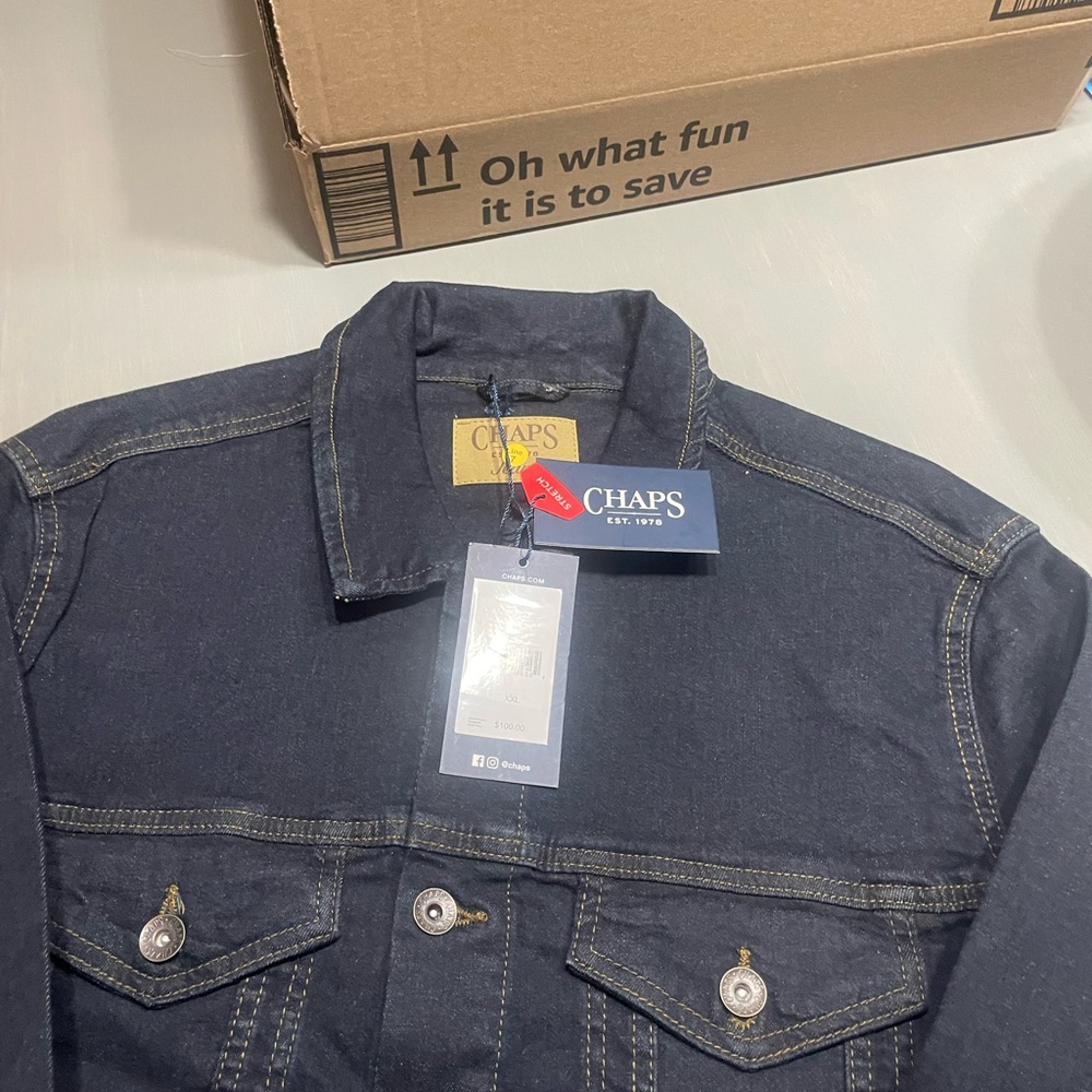 Brand new jean jacket Classic from chaps, great item for daily wear. Thanks